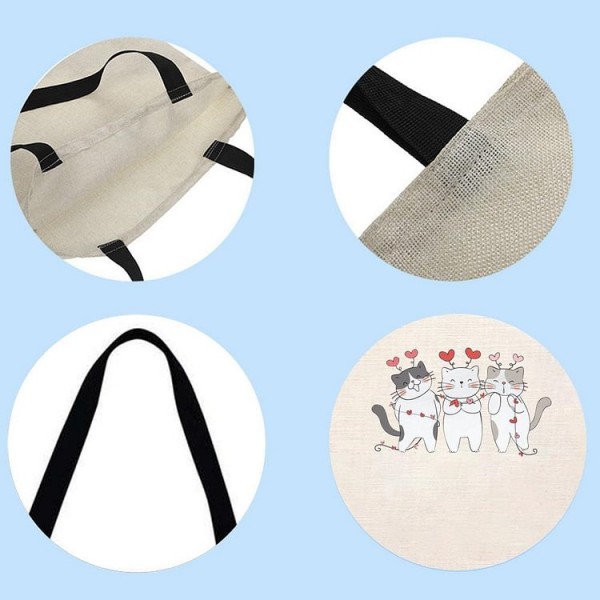 Cats love heart valentine's day - Linen Tote Bag