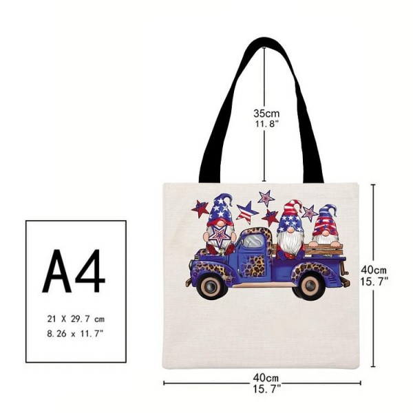 USA Independence Day Car Dwarf - Linen Tote Bag