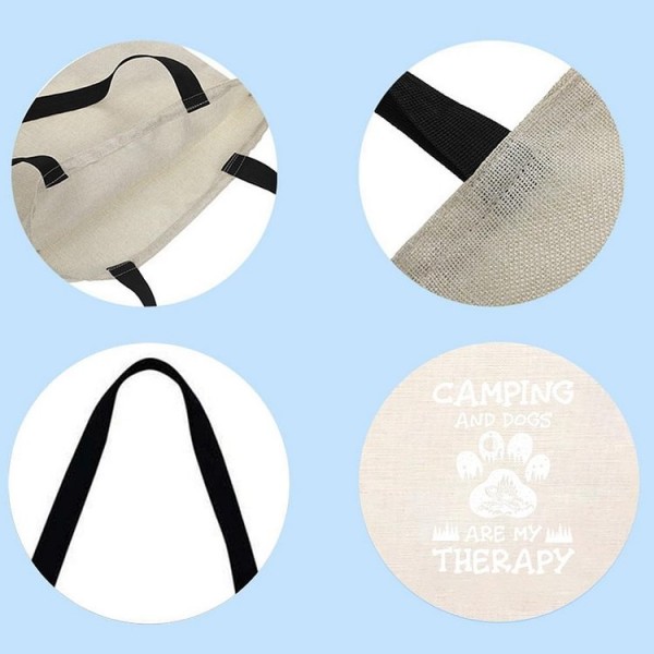 Camping And Dogs Are My Therapy - Linen Tote Bag