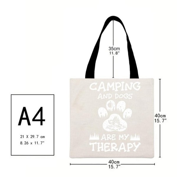 Camping And Dogs Are My Therapy - Linen Tote Bag