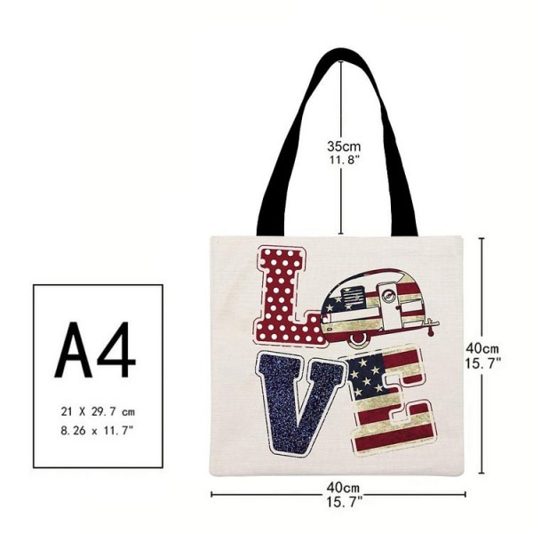 CAMPING LOVE USA FLAG - Linen Tote Bag