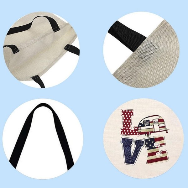 CAMPING LOVE USA FLAG - Linen Tote Bag