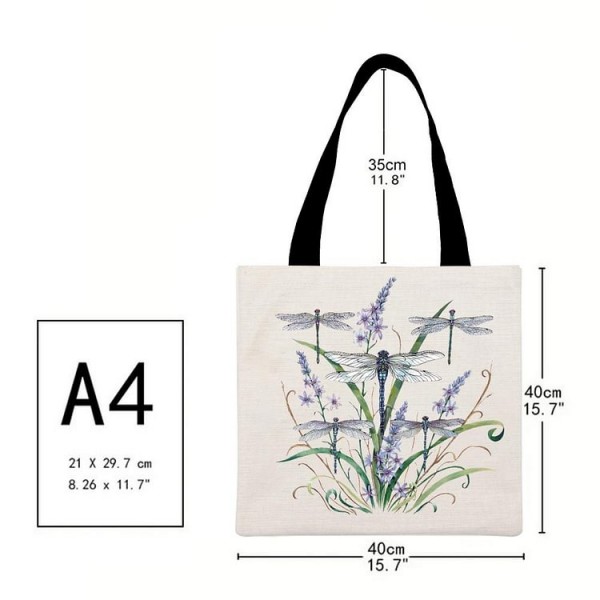 Dragonfly Flowers insect - Linen Tote Bag