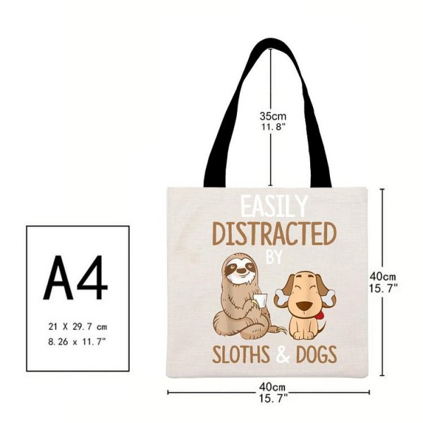 Easily distracted by sloths and dogs - Linen Tote Bag