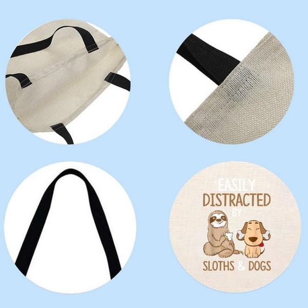 Easily distracted by sloths and dogs - Linen Tote Bag