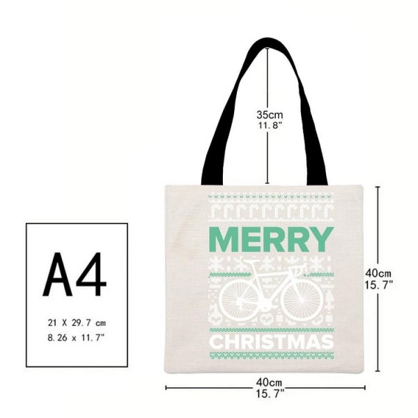 Cycling Merry Christmas - Linen Tote Bag