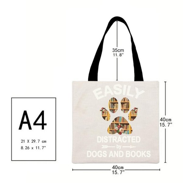 Easily Distracted By Dogs And Books - Linen Tote Bag