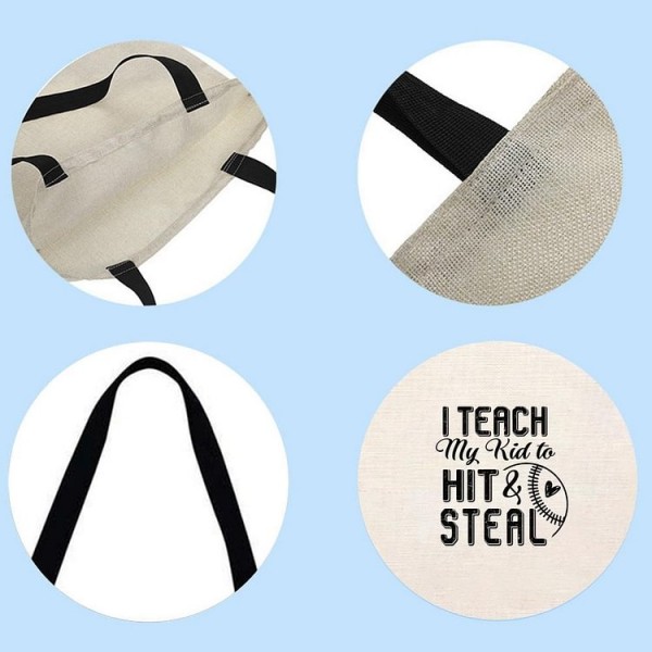 I teach my kid to Hit & Steal - Linen Tote Bag