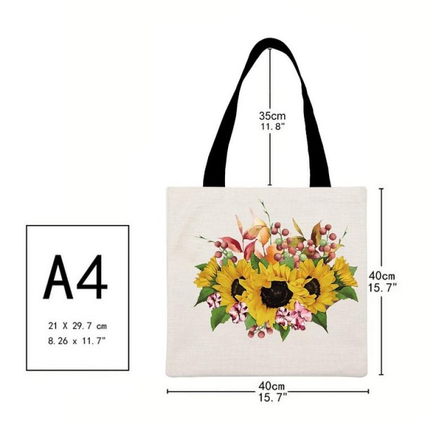 Fall Sunflowers and Winterberries - Linen Tote Bag