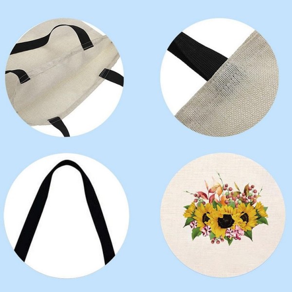 Fall Sunflowers and Winterberries - Linen Tote Bag