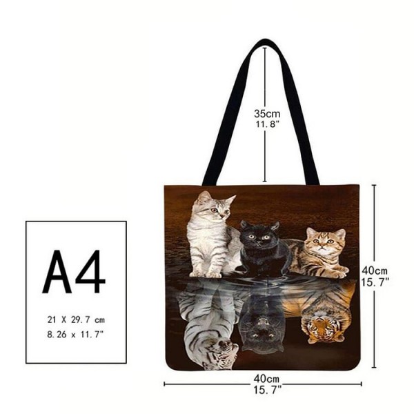 Linen Tote Bag - Cats