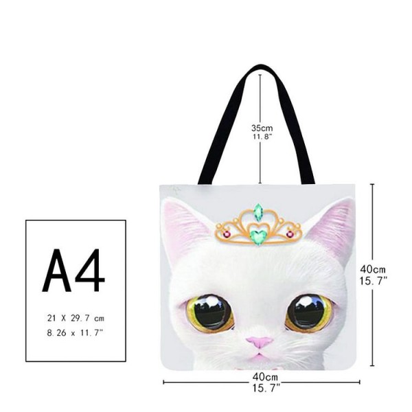 Linen Tote Bag -  cartoon cat