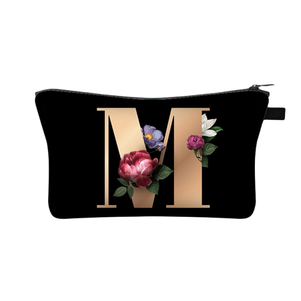 Designer Make Up Bags - 26 Initials Flower