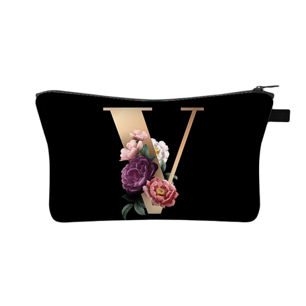 Designer Make Up Bags - 26 Initials Flower