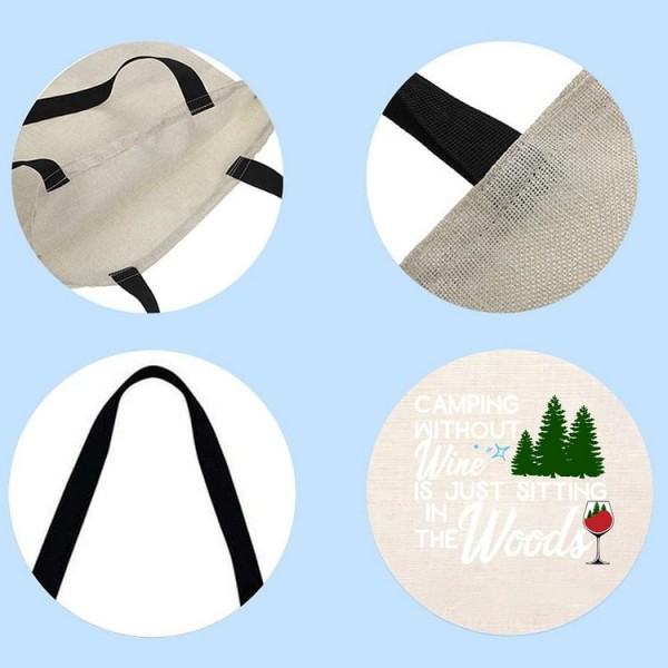 Camping without wine Christmas - Linen Tote Bag