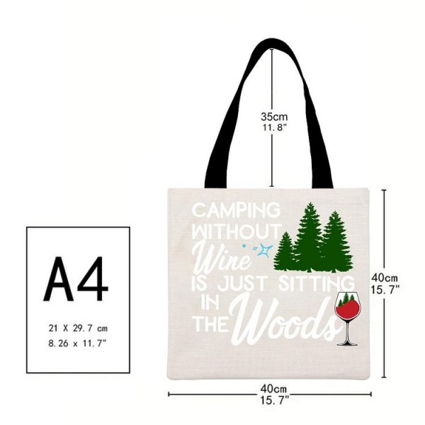 Camping without wine Christmas - Linen Tote Bag