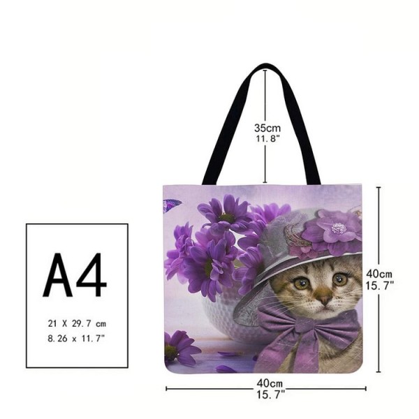 Linen Tote Bag -  cat