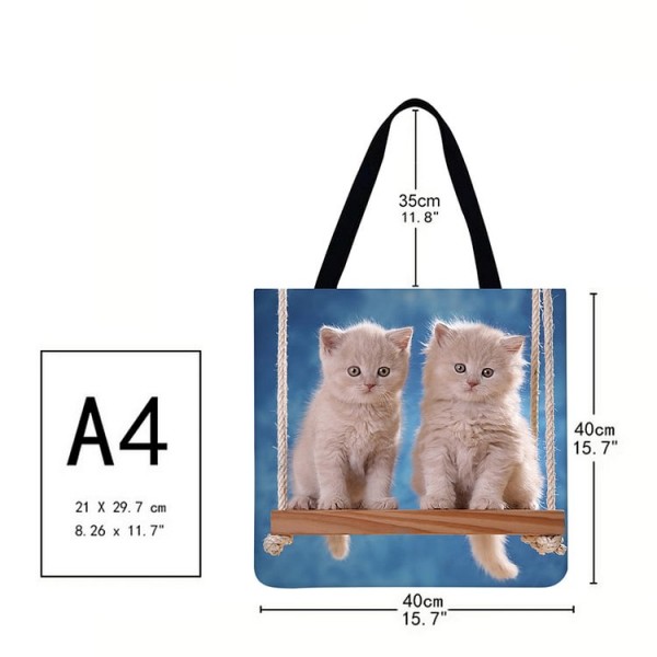 Linen Tote Bag -  cat